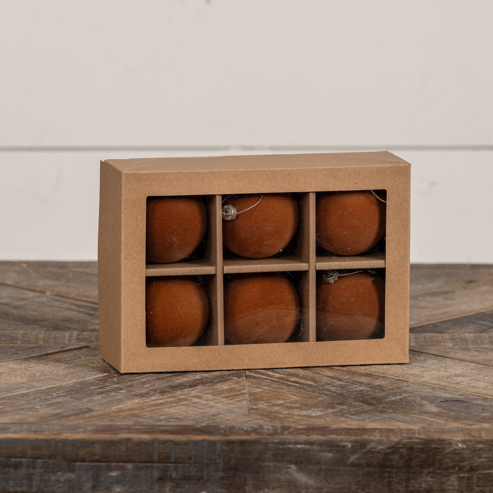 SET/ 6 - 2.5" FAWN FLOCKED BALLS