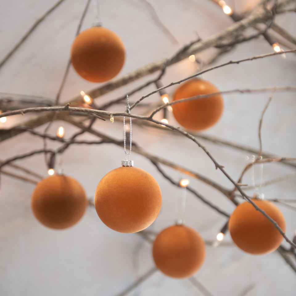 SET/ 6 - 2.5" FAWN FLOCKED BALLS