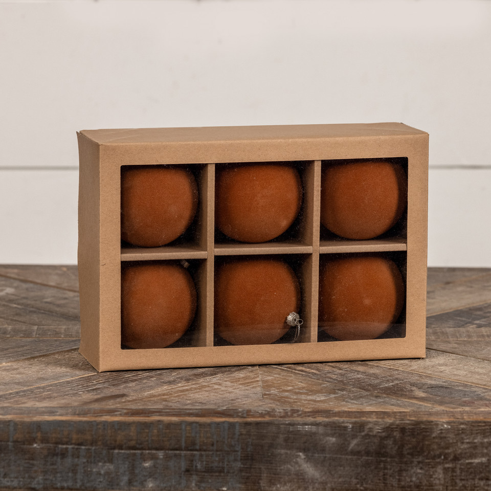SET/ 6 - 3.25" FAWN FLOCKED BALLS