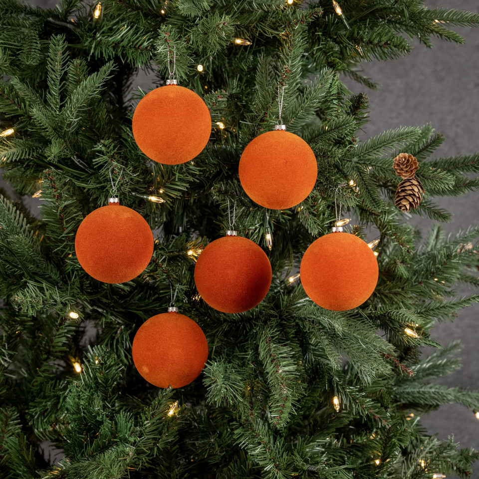 SET/ 6 - 3.25" RUSSET FLOCKED BALLS