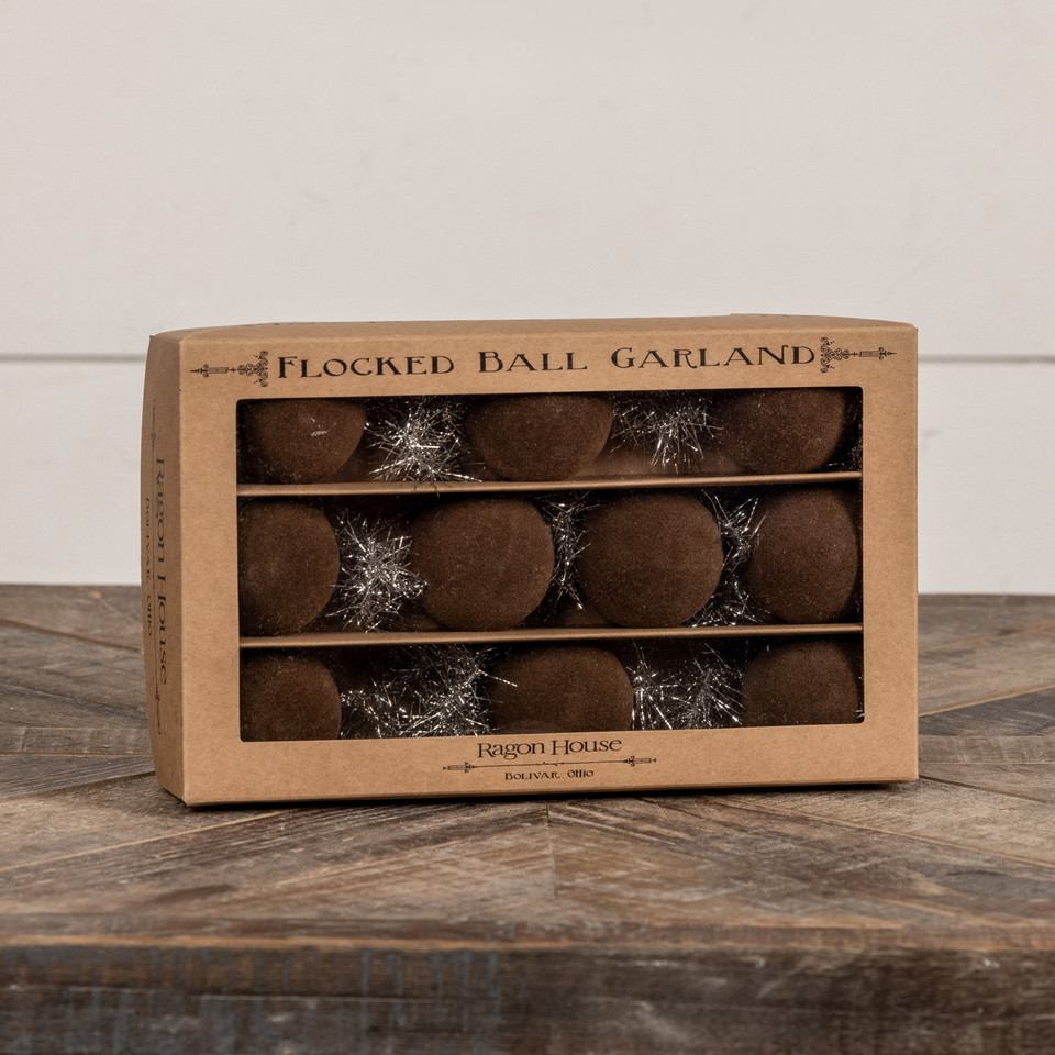 6' - BROWN 2" FLOCKED BALL GARLAND