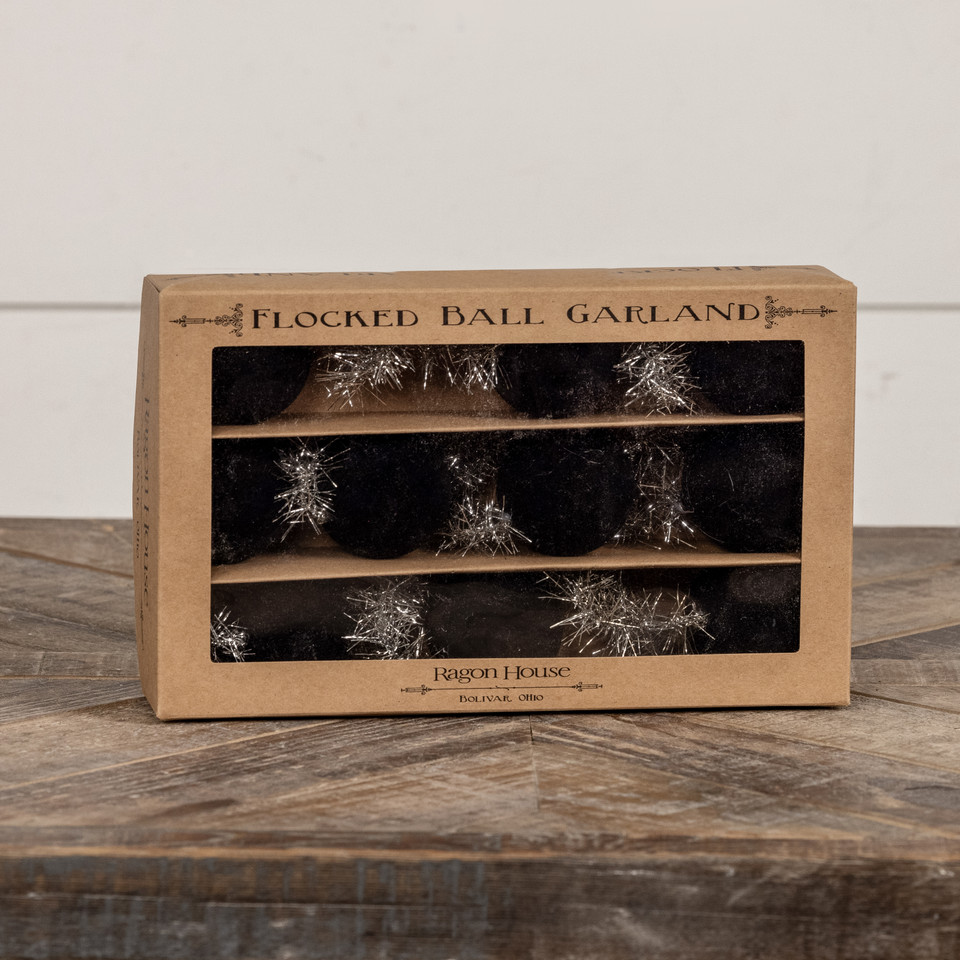 6' - BLACK 2" FLOCKED BALL GARLAND