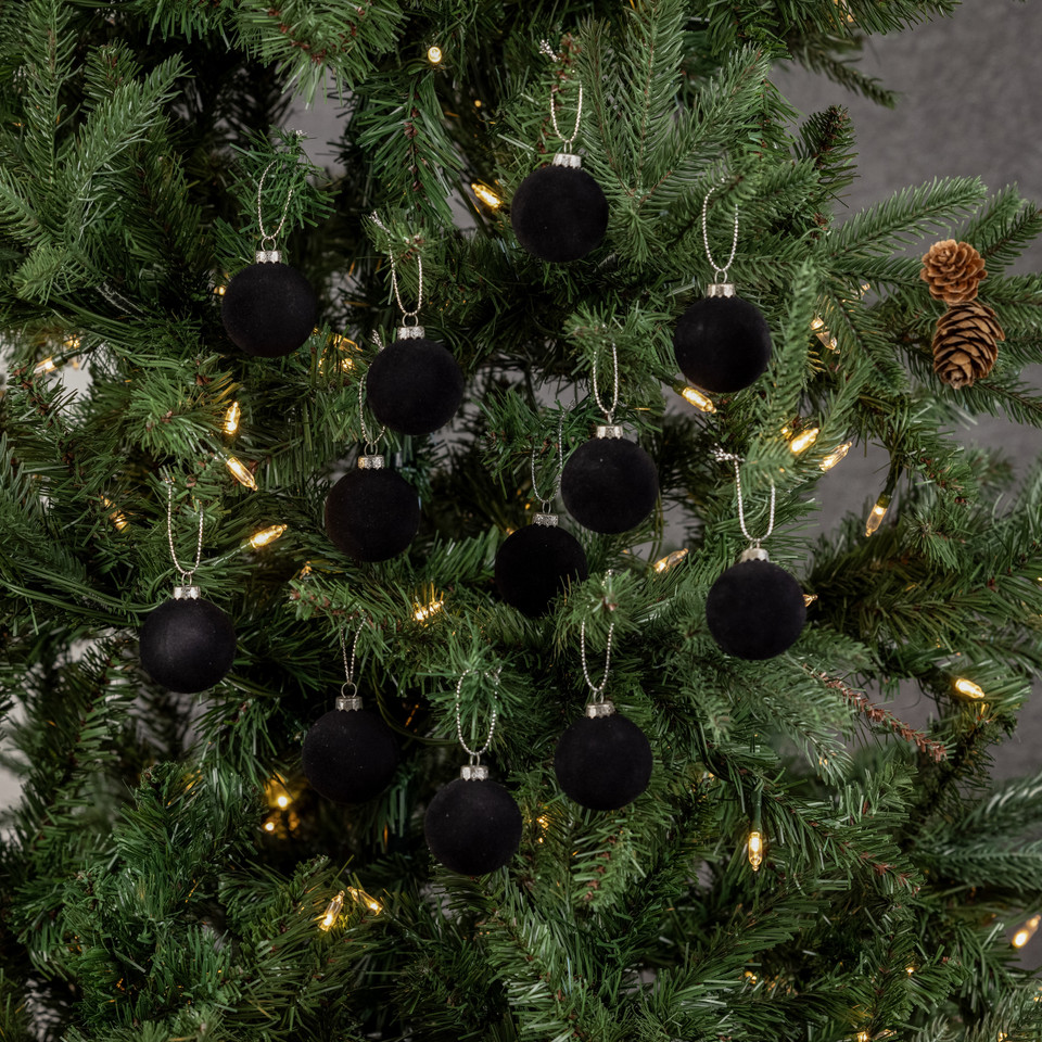 SET/ 12 - 1.75" BLACK FLOCKED BALLS