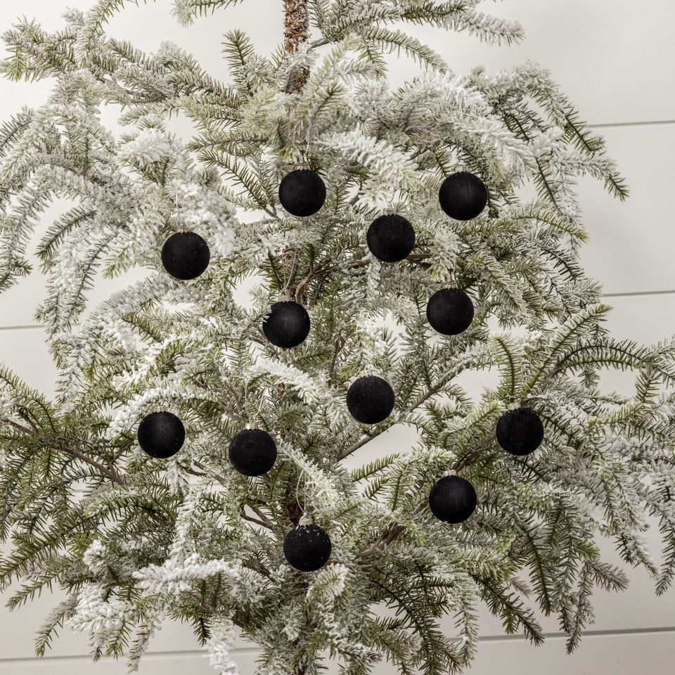 SET/ 12 - 1.75" BLACK FLOCKED BALLS