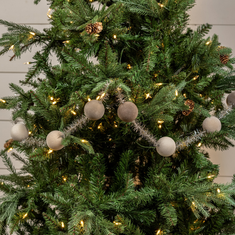 6' - GRADIENT GREY 2" FLOCKED BALL GARLAND