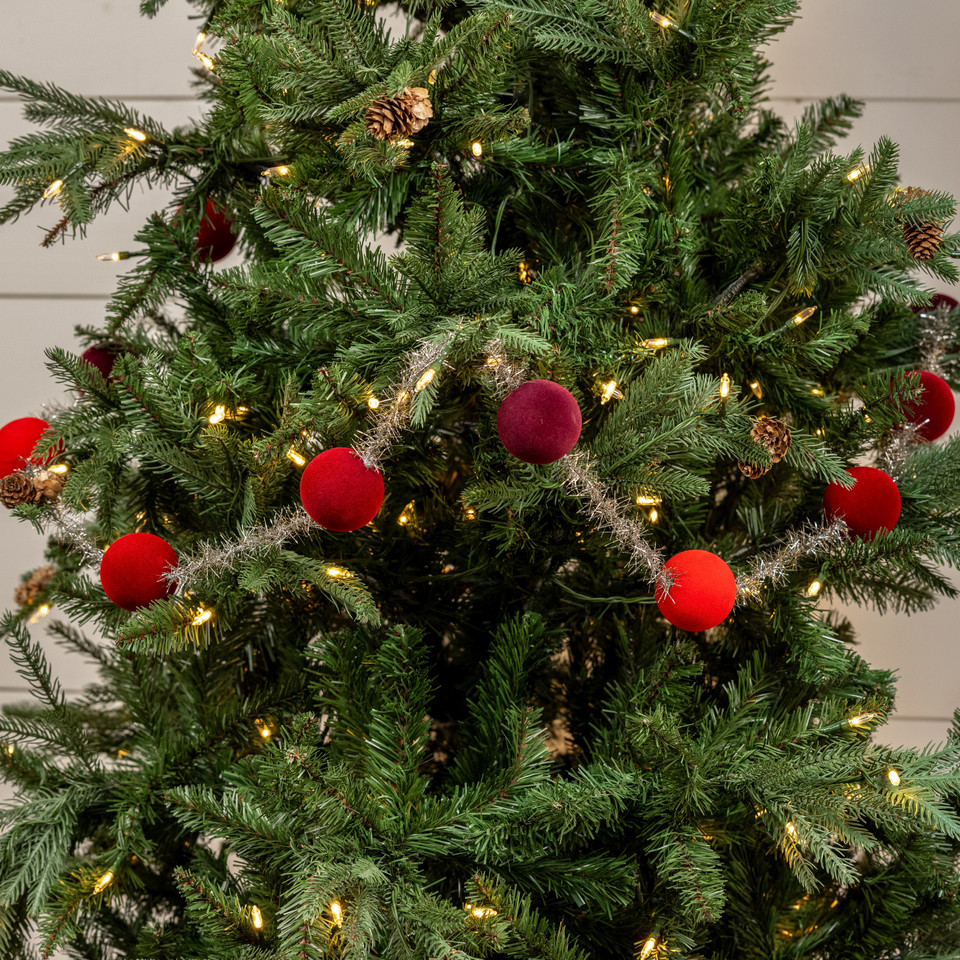 6' - GRADIENT RED 2" FLOCKED BALL GARLAND