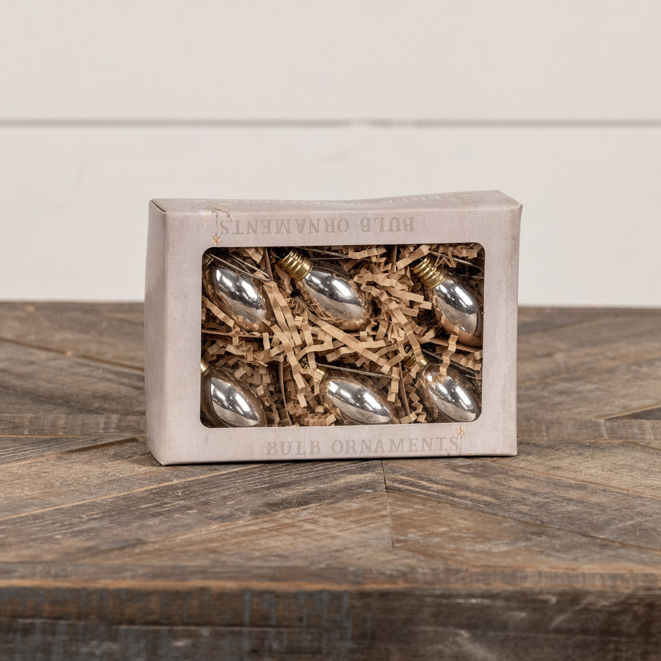 SET/ 6 SILVER GLASS BULBS