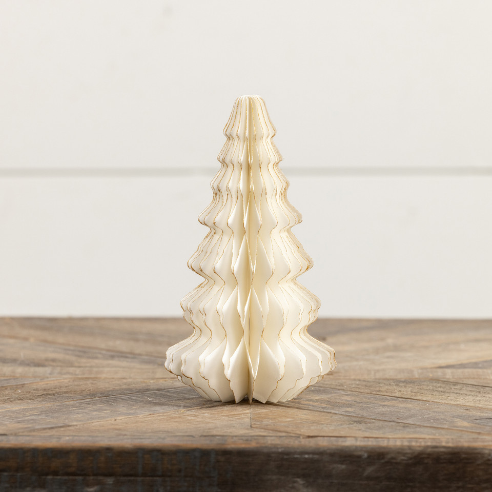 7" IVORY W/ GOLD TRIM PAPER TREE