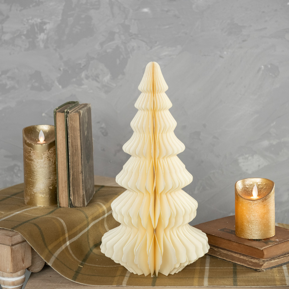 14.75" IVORY W/ GOLD TRIM PAPER TREE