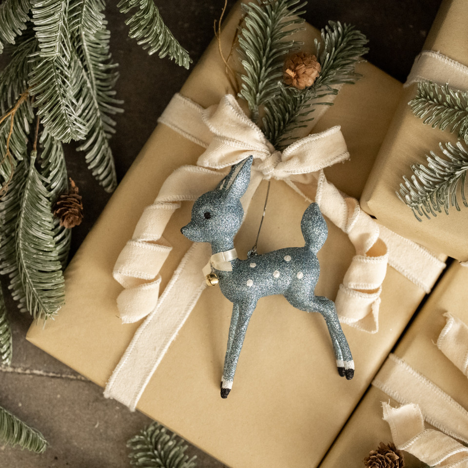 6.75" BLUE STANDING DEER ORNAMENT
