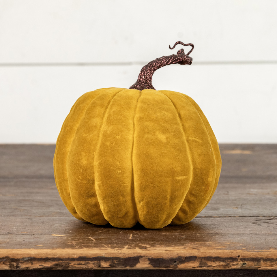 6.5" GOLD FLOCKED PUMPKIN