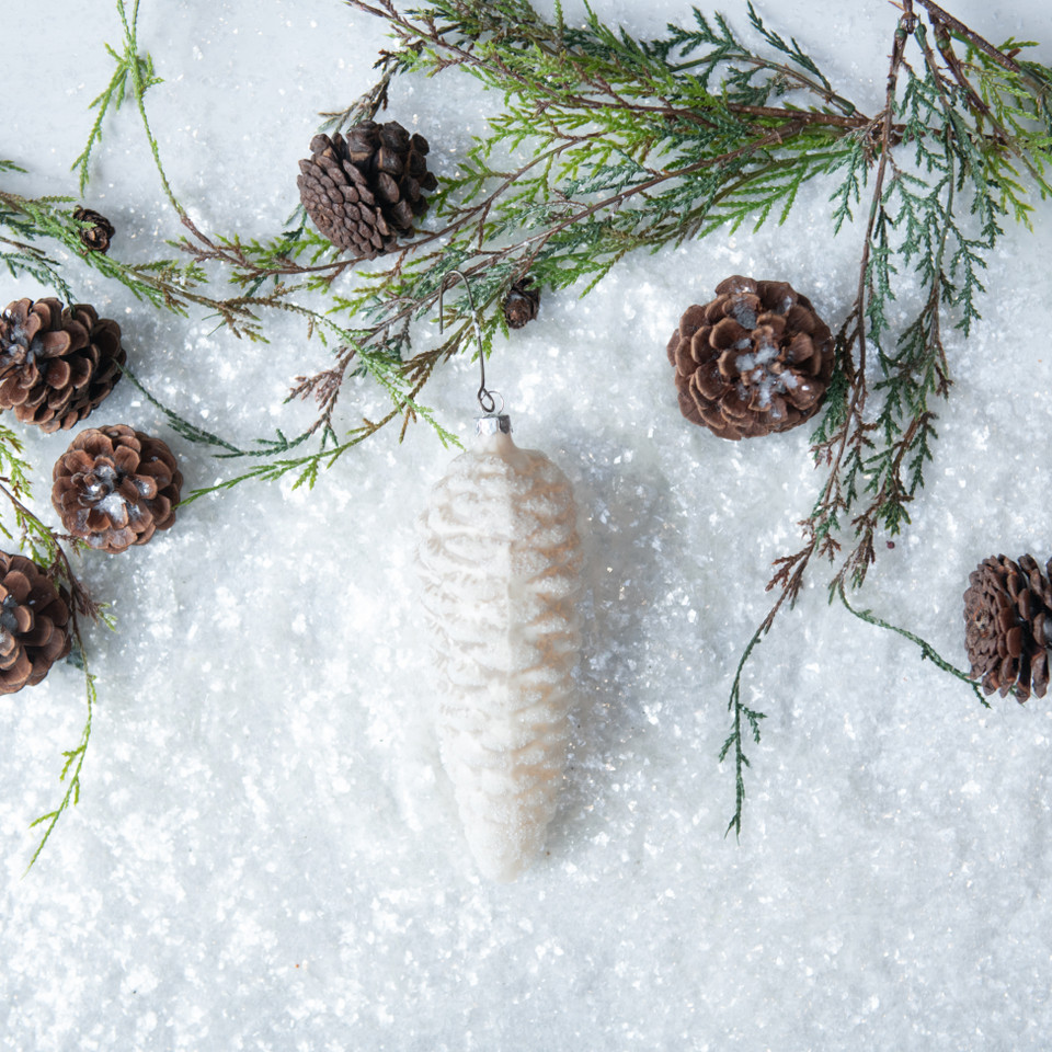 6.75" SILVER DUSTED PINECONE ORNAMENT