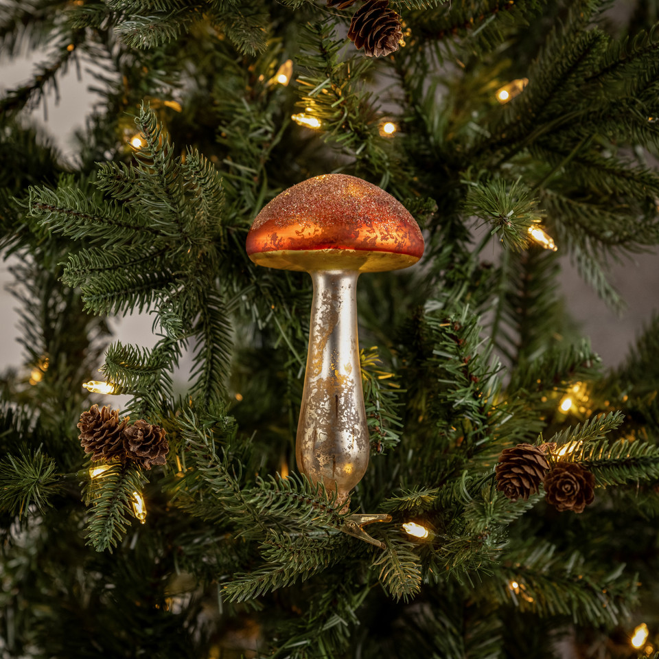 6.5" ORANGE CAPPED MUSHROOM CLIP ORNAMENT