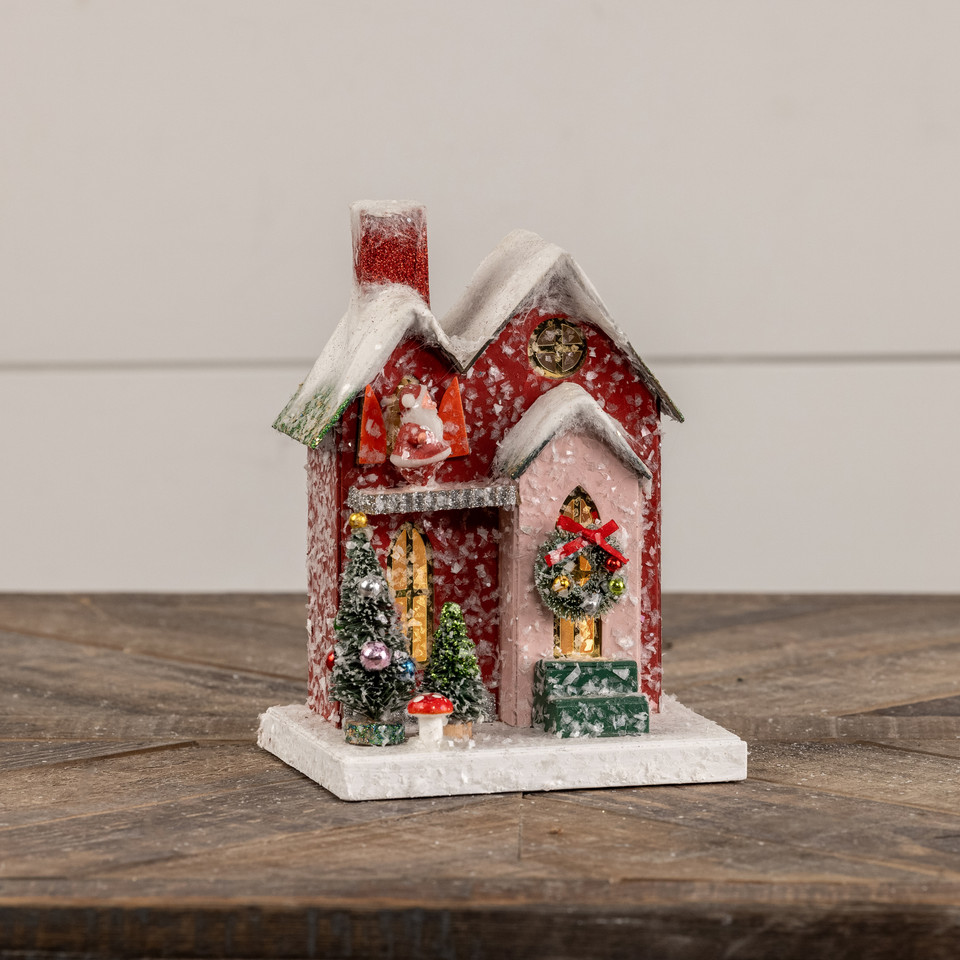 7.5" RED HOUSE W/ SANTA