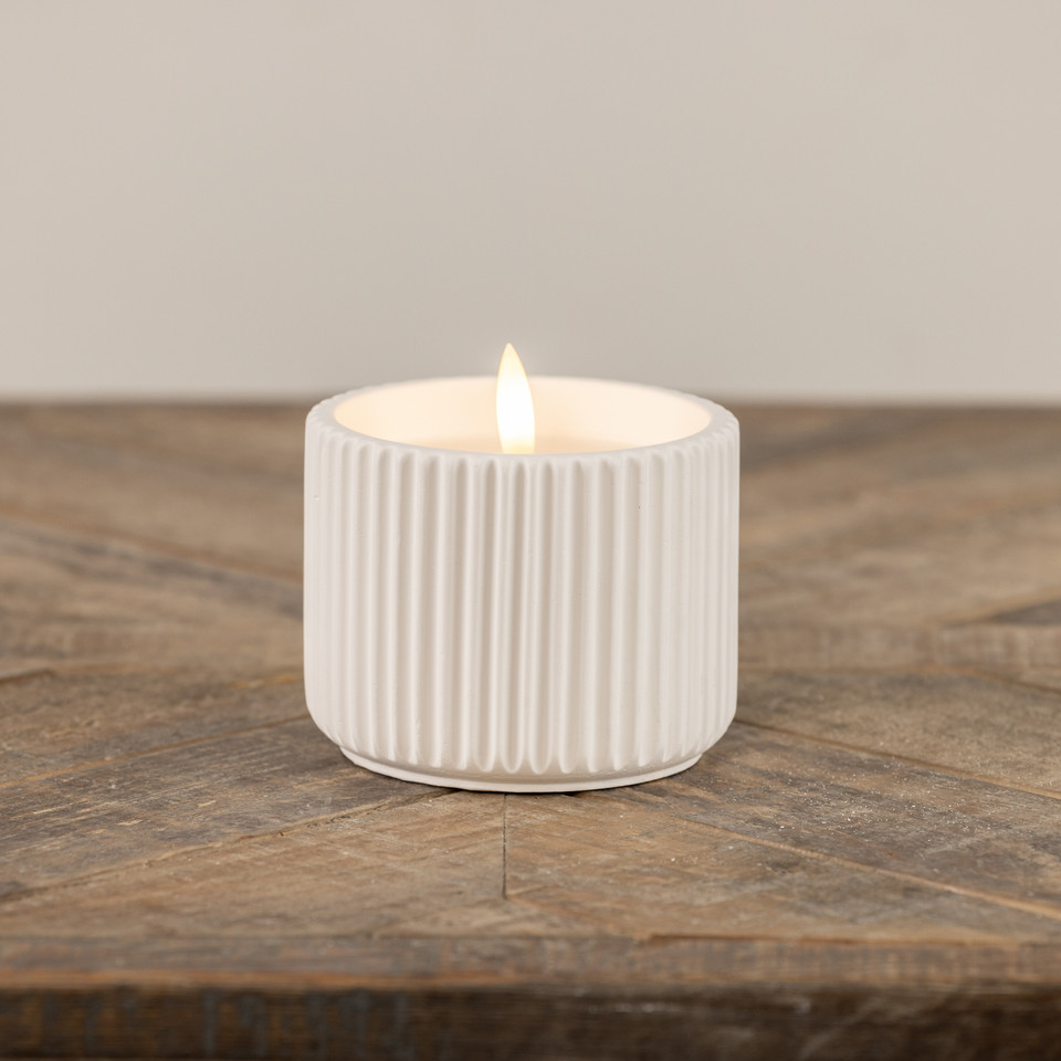 3.25" - 3D FLAME RIBBED CEMENT CANDLE