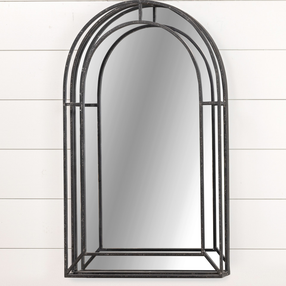 36.25" BLACK METAL ARCH MIRROR