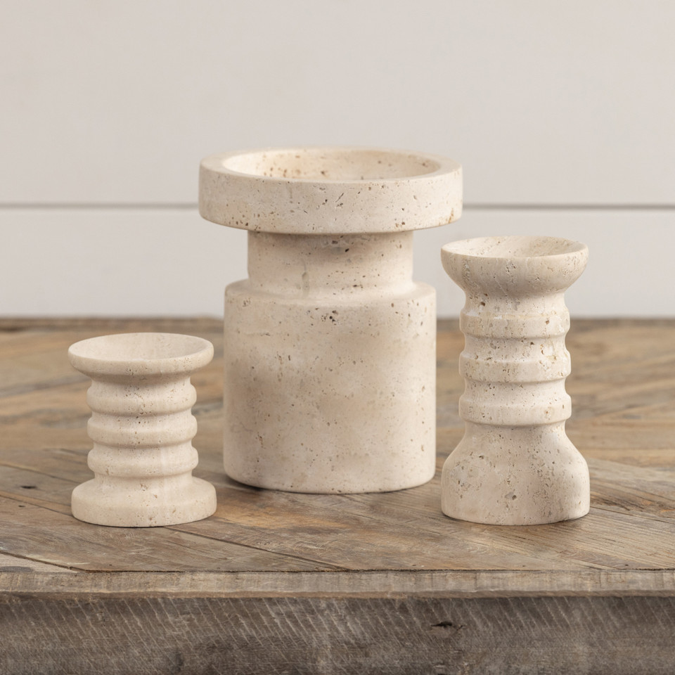 5.25" STONE PILLAR CANDLE STAND