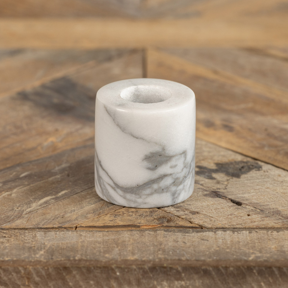 1.75" WHITE MARBLE TAPER CANDLE STAND