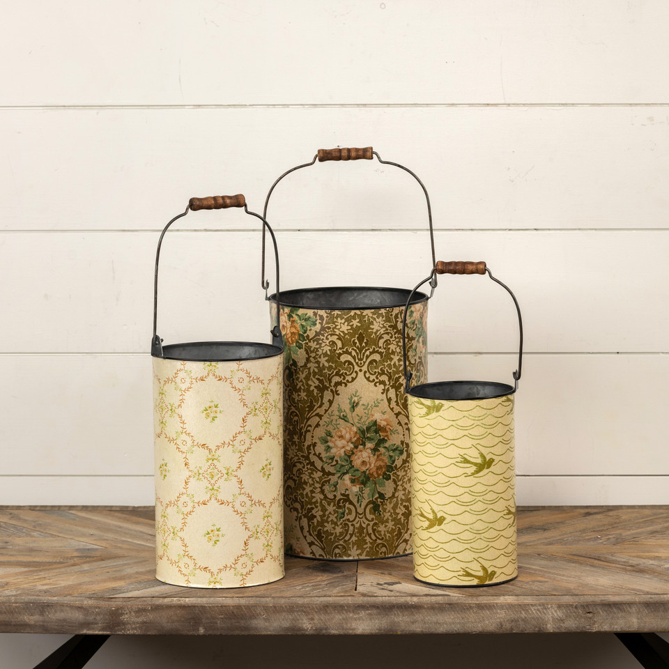 SET/3 TRANQUIL EVENINGS METAL BUCKETS