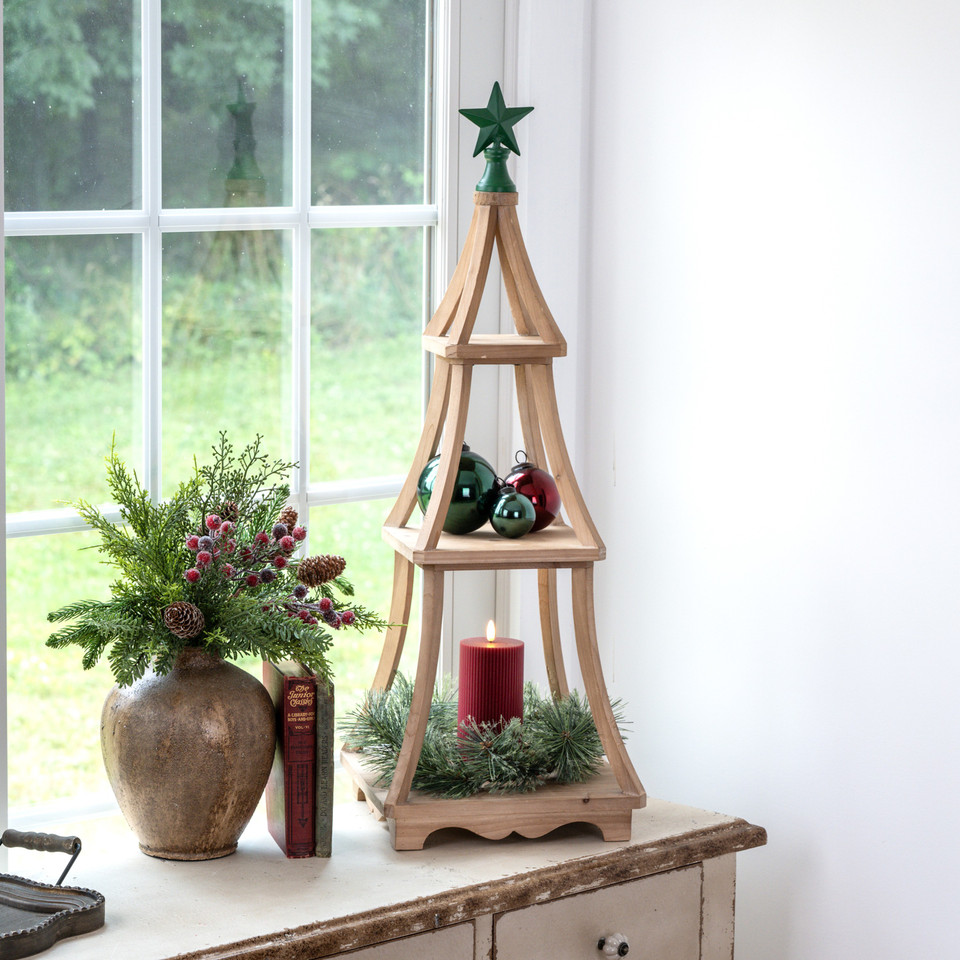 33.75" WOOD CHRISTMAS TREE W/ STAR