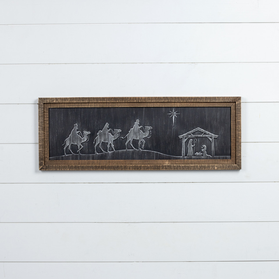 FRAMED METAL NATIVITY SCENE