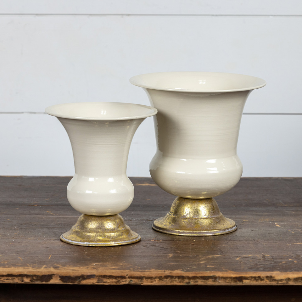 8.5" GOLD & WHITE URN