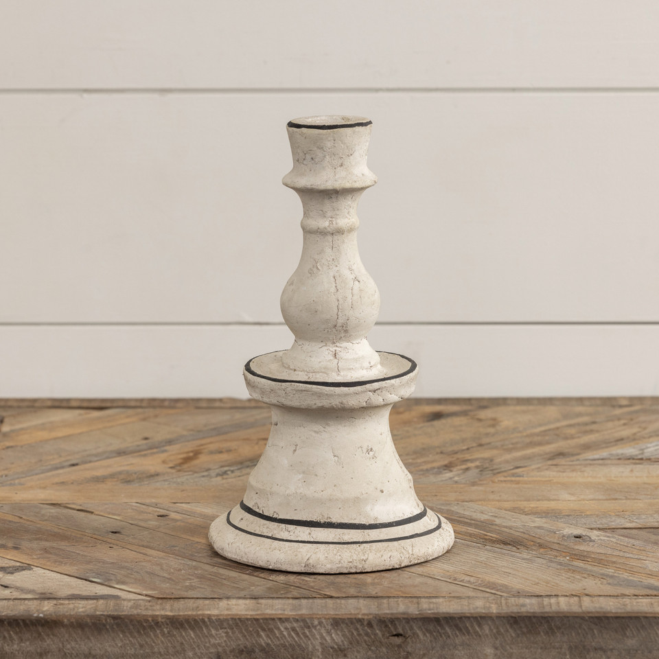 10.5" BLACK & WHITE TAPER CANDLESTICK