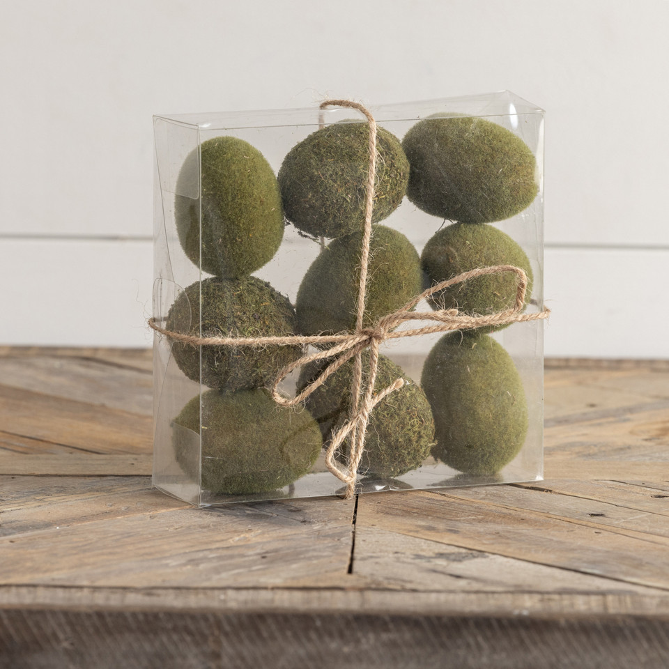SET/ 9 BOXED MOSSY EGGS