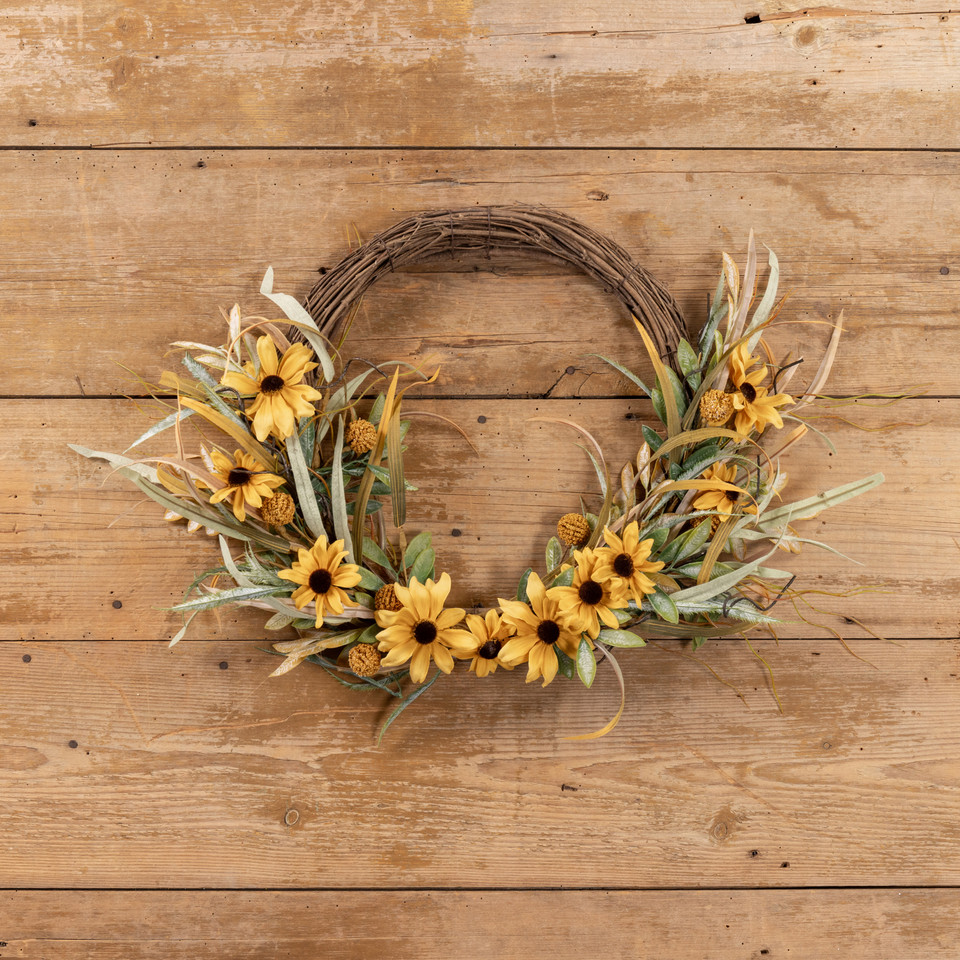 24" YELLOW MIXED BLACK-EYED SUSAN WREATH