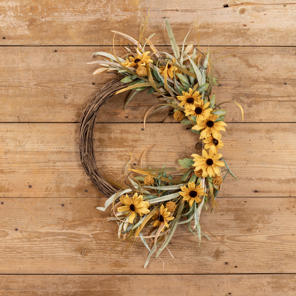 24" YELLOW MIXED BLACK-EYED SUSAN WREATH