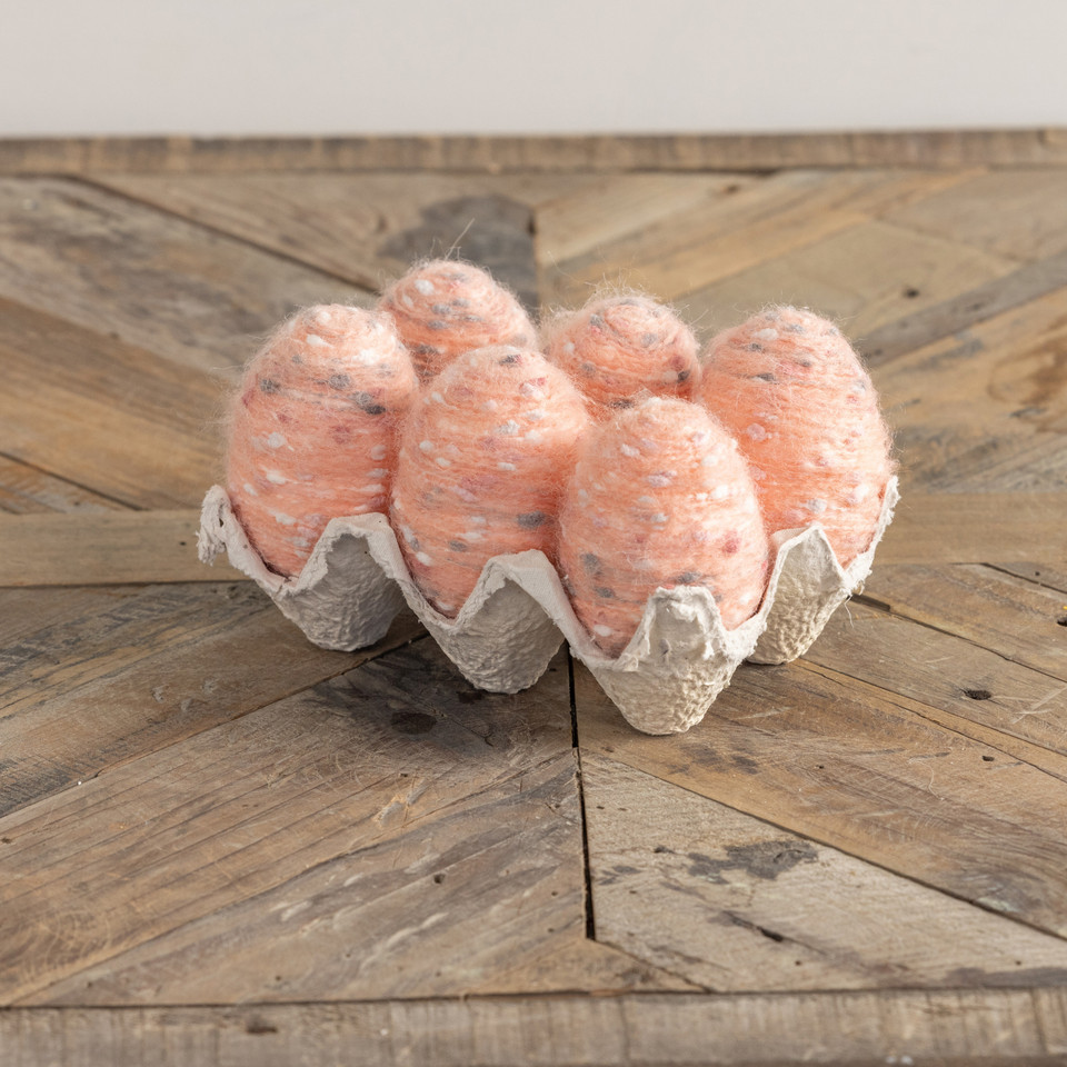 SET/ 6 SPECKLED PINK EGGS