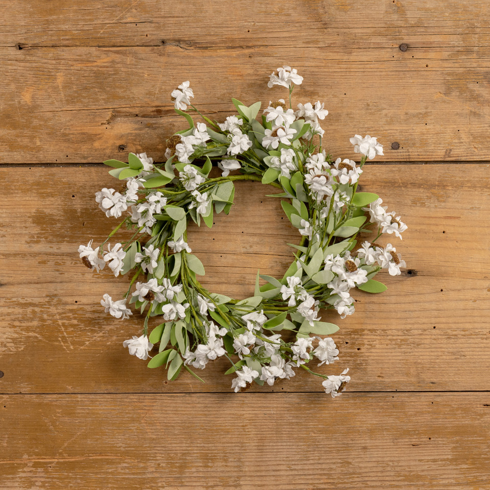 14" CREAM MINI DAISY CANDLE RING