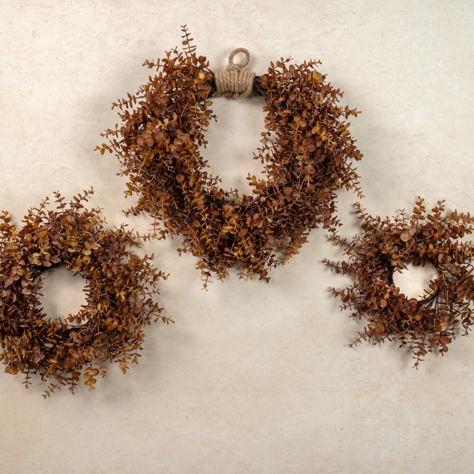 14" BROWN EUCALYPTUS CANDLE RING