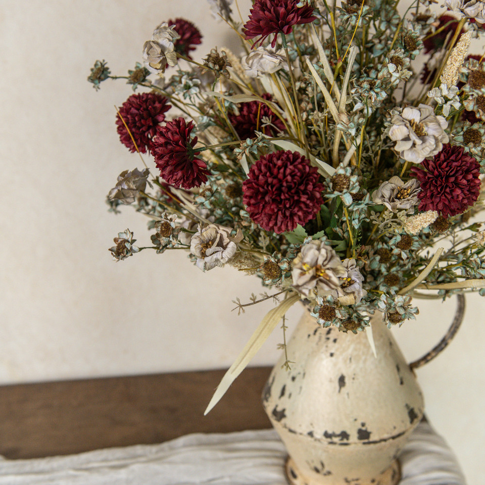 20" BEIGE & GREY WILD FLOWER & GRASS BUSH