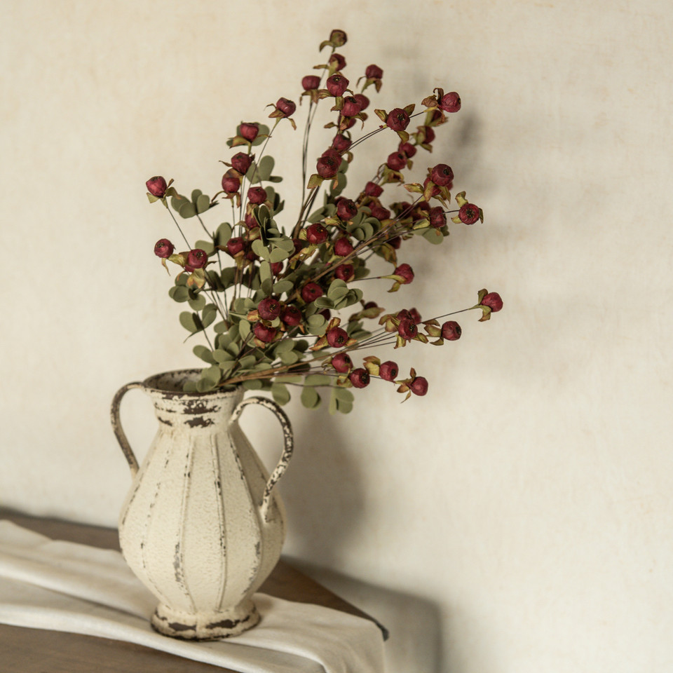 32" BURGUNDY FLORAL POD SPRAY