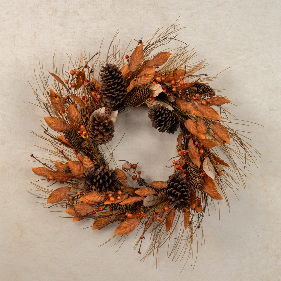 24" ORANGE PINE WREATH