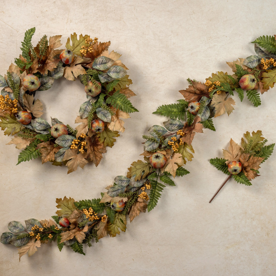 6' POMEGRANATE & BEIGE BERRY GARLAND