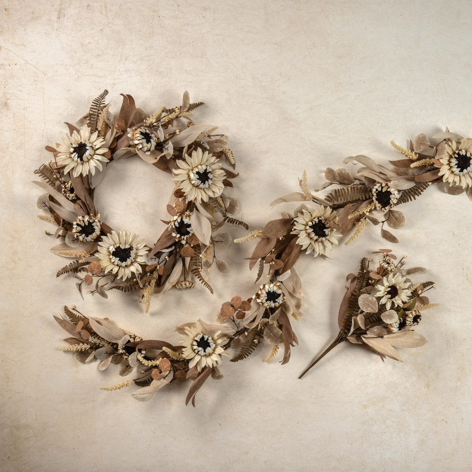 5' CREAM SUNFLOWER & WHEAT GARLAND