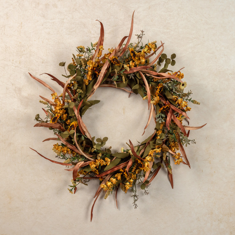 22" MINI SUNFLOWER & WILD FLOWER WREATH