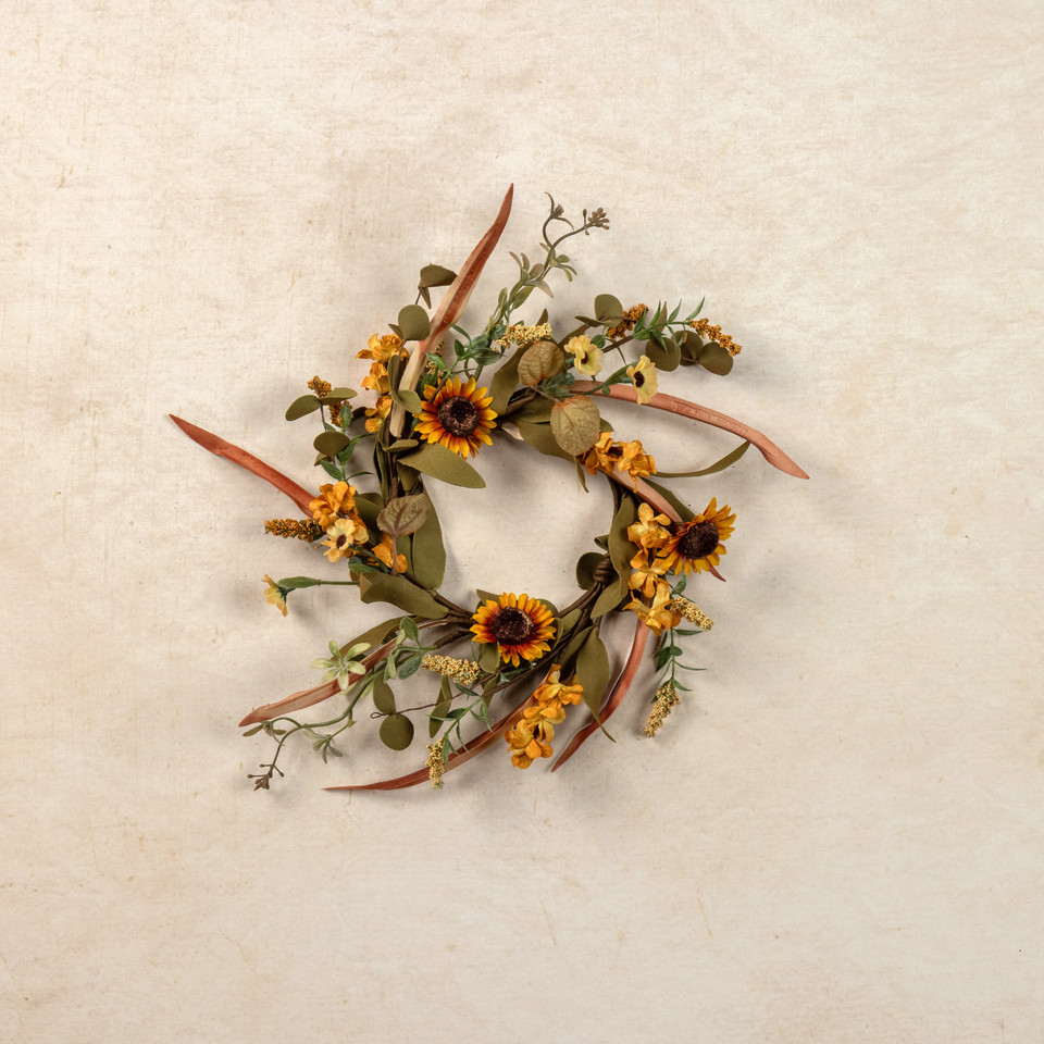 10" MINI SUNFLOWER & WILD FLOWER CANDLE RING