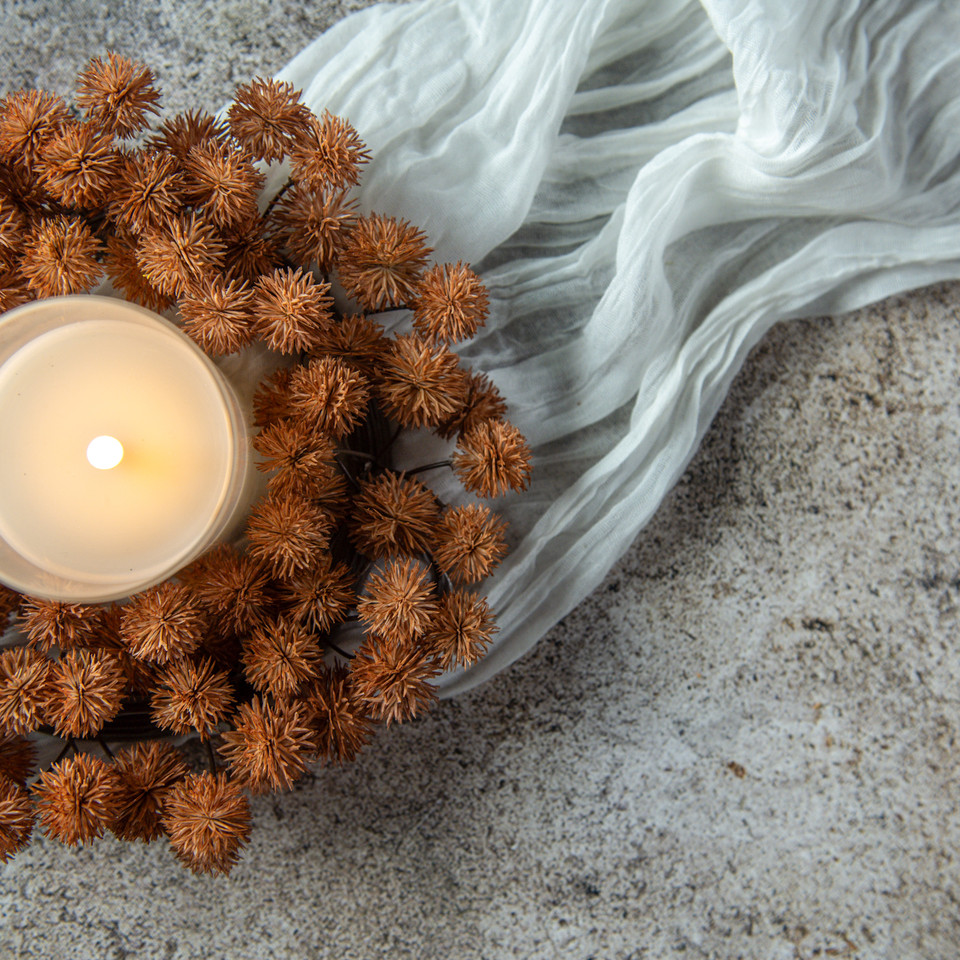 10" RUST MINI CHESTNUT SEED CANDLE RING