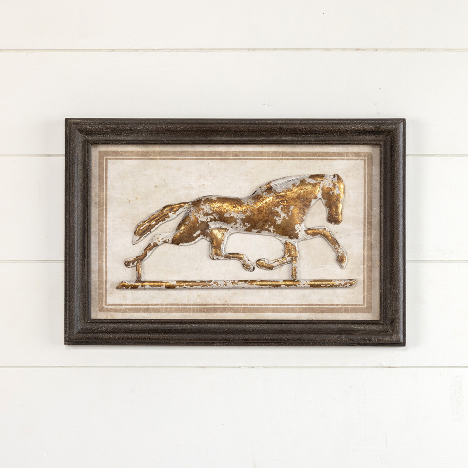 21.25" FRAMED METAL HORSE