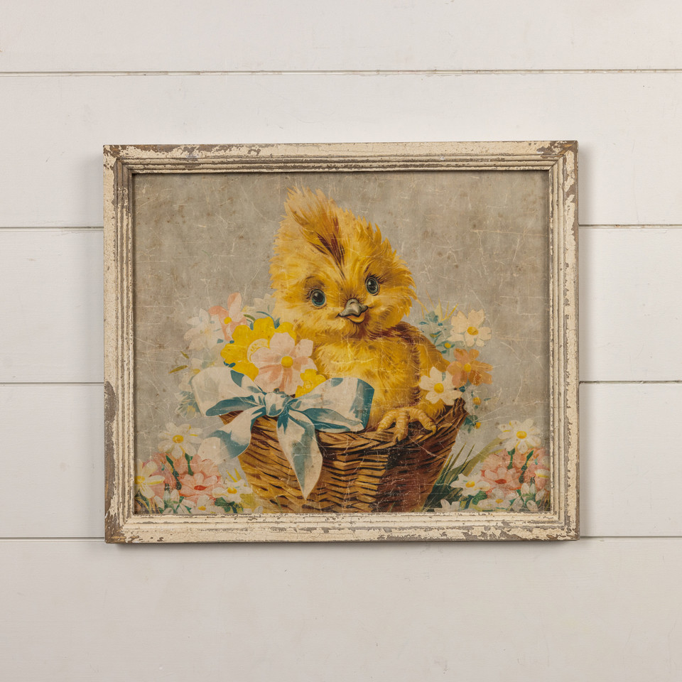 FRAMED CHICK IN BASKET PRINT