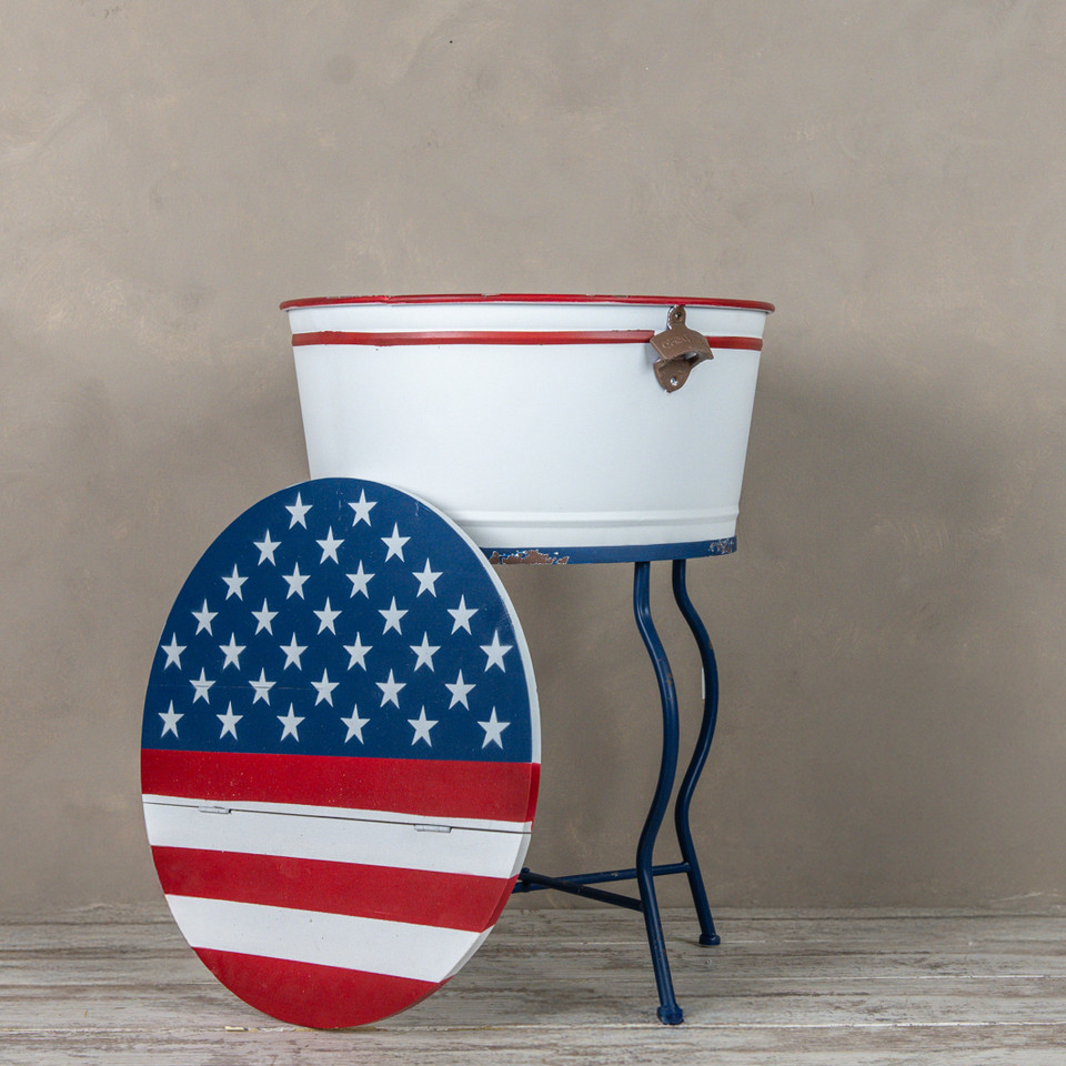 PATRIOTIC BUCKET ON STAND