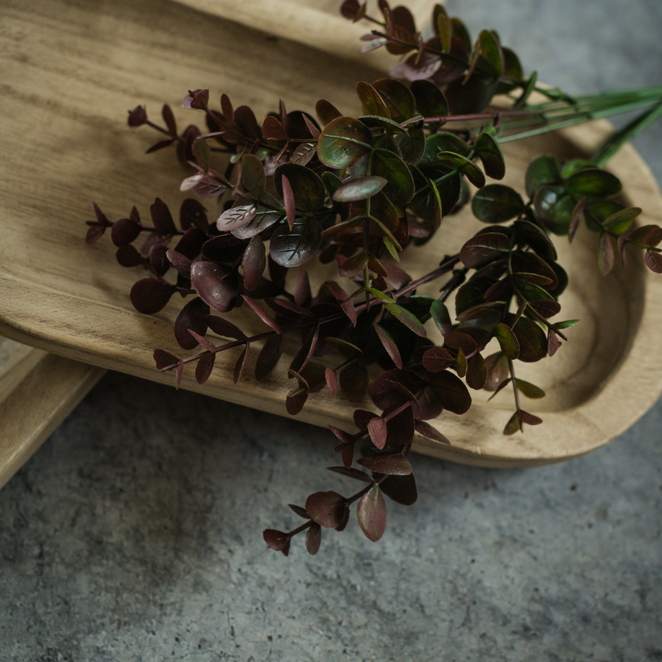 14" MAROON EUCALYPTUS LEAF SPRAY