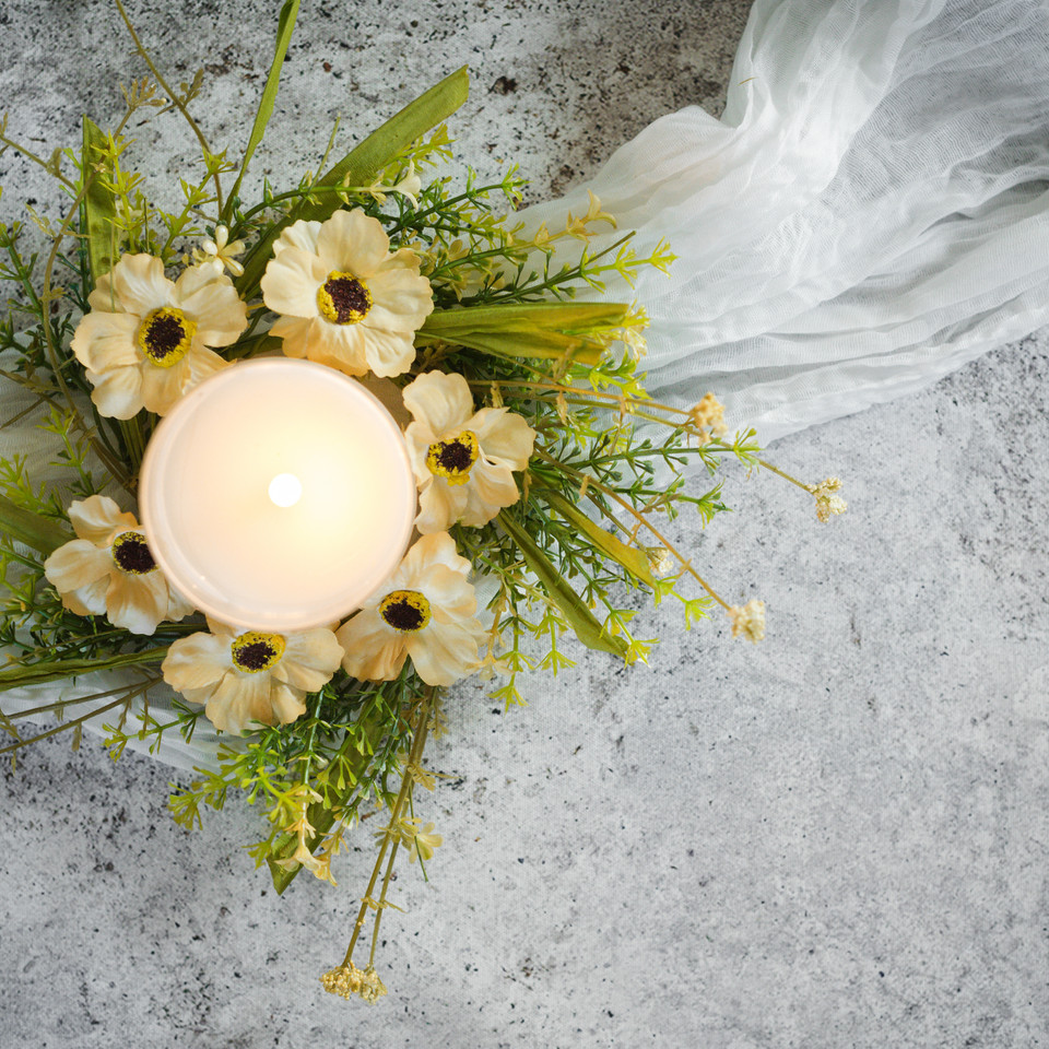 12" ORANGE WILDFLOWER CANDLE RING