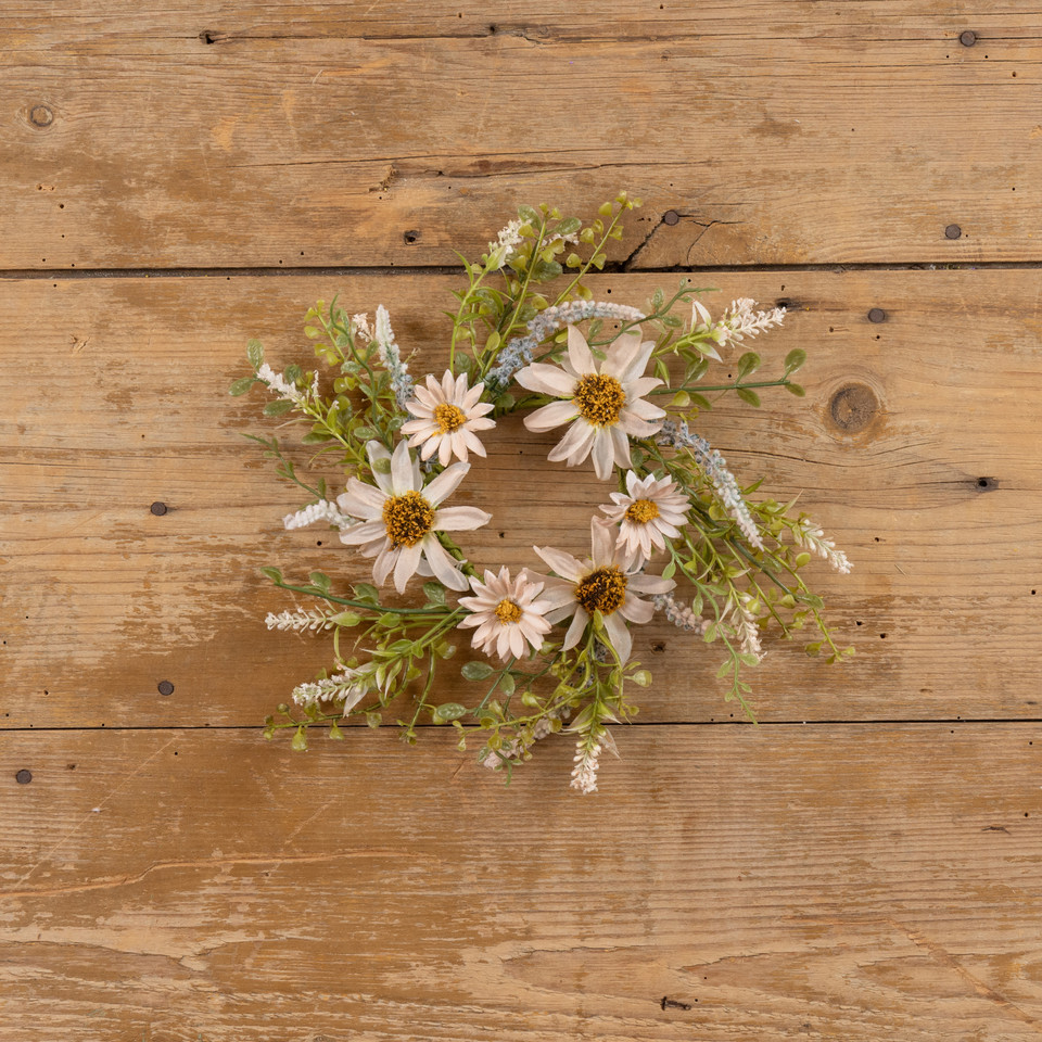 12" PALE PINK WILDFLOWER CANDLE RING