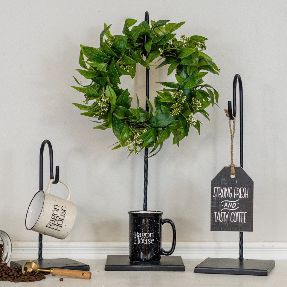 24.25" BLACK METAL HOOK STAND