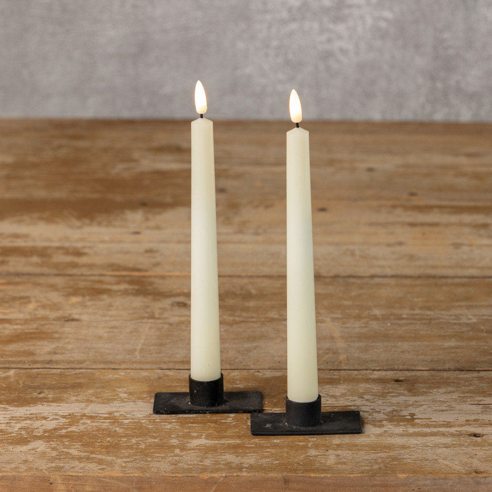 SET/ 2 - 9.5" 3D FLAME DROP CREAM TAPER CANDLE