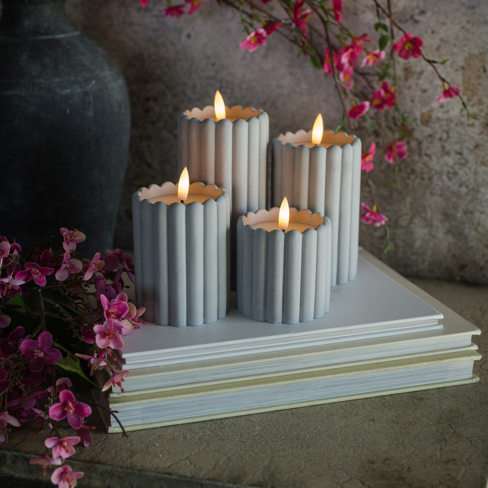 5" GREY CEMENT COLUMN 3D FLAME CANDLE